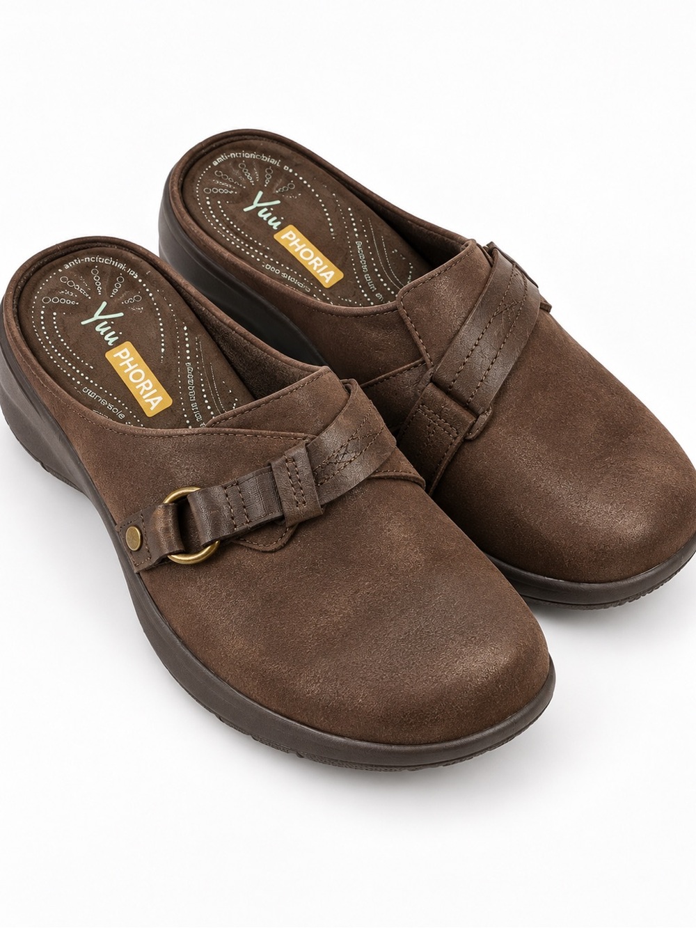 Yuu Brown Slip-On Clog with Buckle Detail